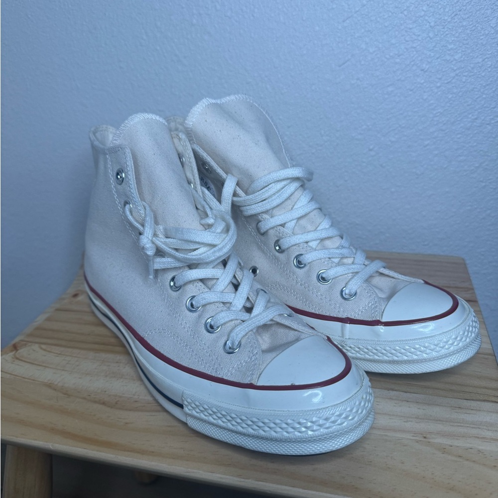 Cream High-Top Converse 70’s with Red Accents